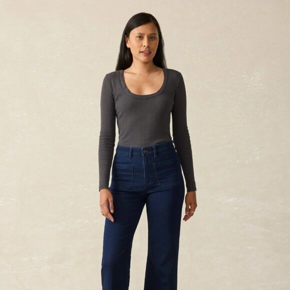 FAHERTY Pacific Pointelle Scoop Neck - Washed Black XS - Picture 3 of 12